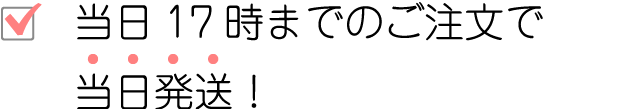 当日17時までのご注文で当日発送！